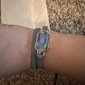 Park Lane Aura Wrap Bracelet LILAC ABALONE Gray Leather- NWOT